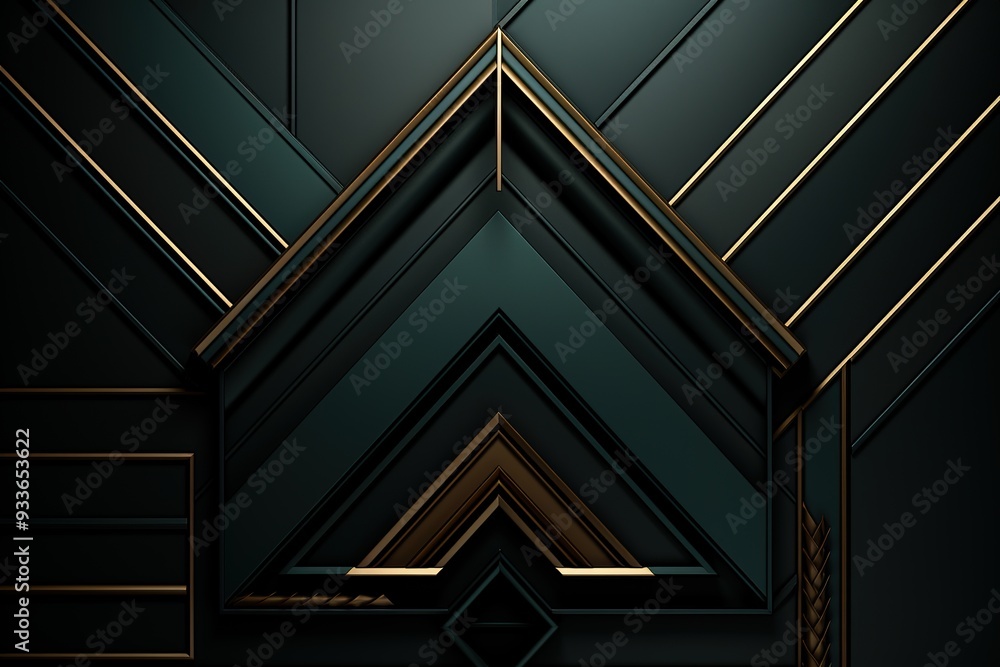 Abstract dark green and gold geometric shapes. Abstract dark green and gold geometric shapes.