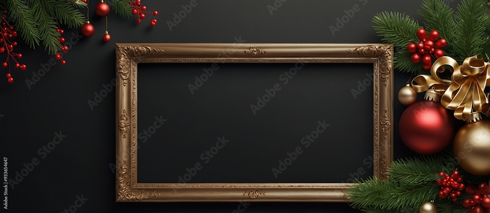 empty Frame with Christmas Decorative Elements empty Frame with Christmas Decorative Elements