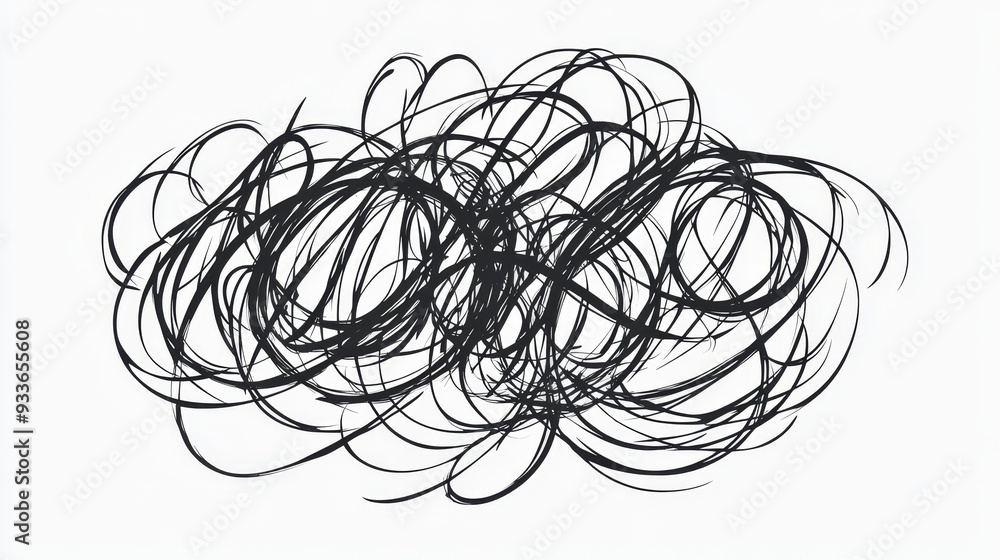 Abstract chaotic lines. Hand-drawn insane tangled scribble clew. Vector icon isolated on a white background. Abstract chaotic lines. Hand-drawn insane tangled scribble clew. Vector icon isolated on a white background.