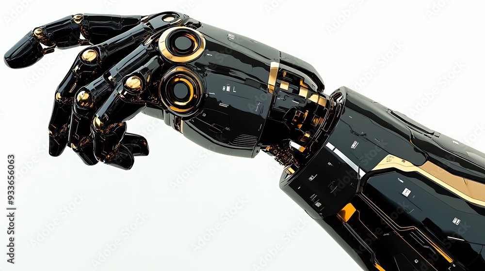 Futuristic Robot Holding Miniature Energy Core in Black and Gold - High Resolution Hyper-Realistic Concept Futuristic Robot Holding Miniature Energy Core in Black and Gold - High Resolution Hyper-Realistic Concept