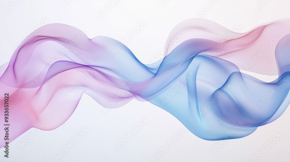 Fototapeta premium Soft, flowing abstract shapes representing happiness and tranquility, set against a pristine white background