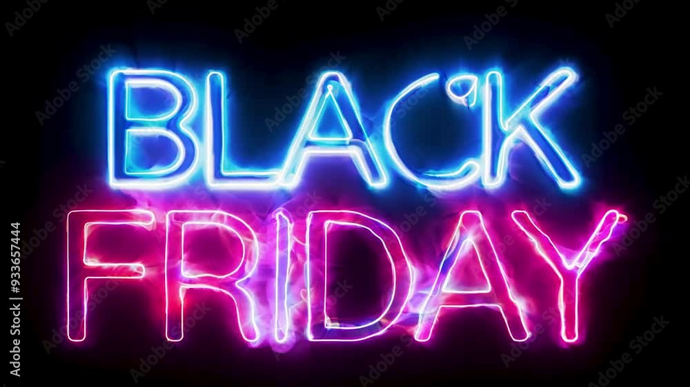 Neon Black Friday text sign for advertising sale, background. AI generated. Neon Black Friday text sign for advertising sale, background. AI generated.
