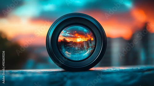 Camera lens reflection photo