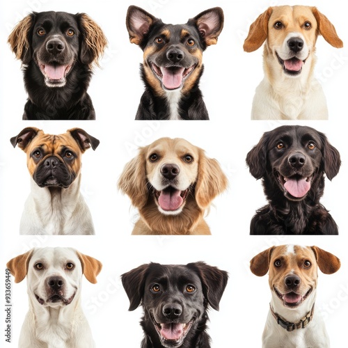 Multiple Dog Breeds Displayed on White Background