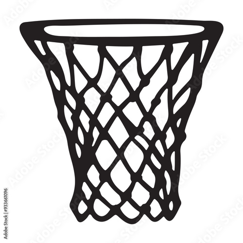 Basketball basket silhouette, Basketball hoop and net vector, Play sport game equipment