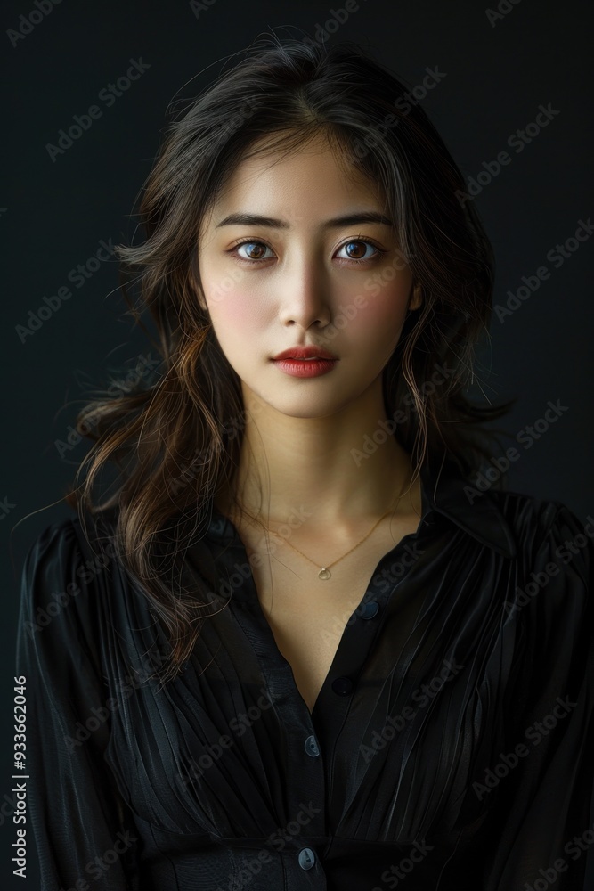 Young Asian woman isolated on a solid black background Young Asian woman isolated on a solid black background