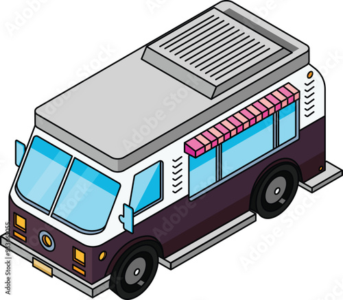 isometric food truck - 2d illustration