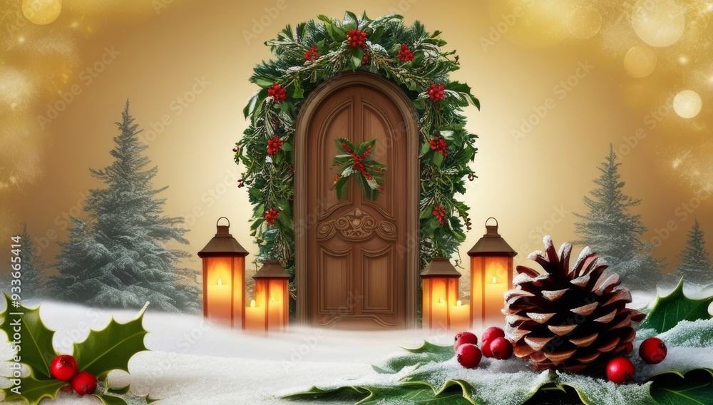 A serene and mystical winter scene depicting the essential yule A serene and mystical winter scene depicting the essential yule