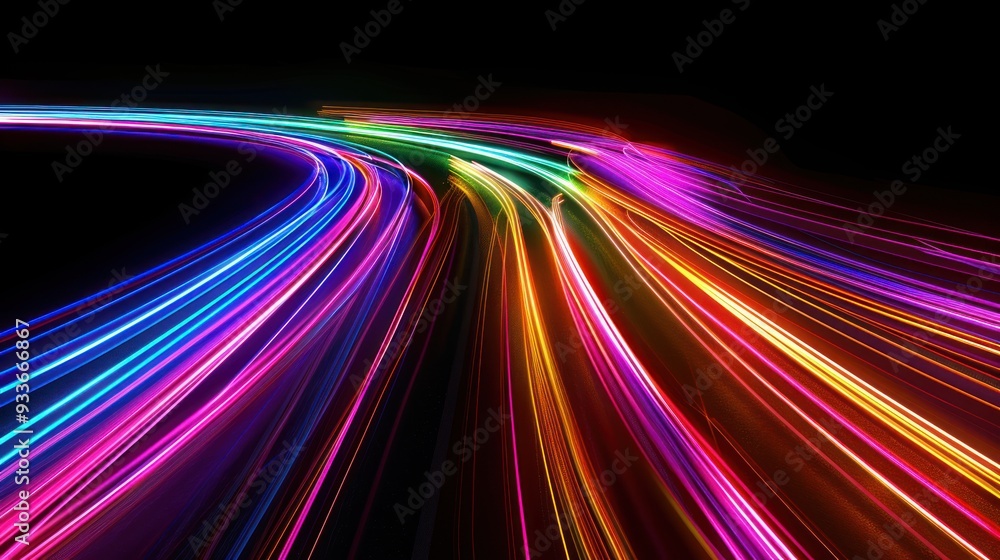 Abstract Light Trails on a Black Background Abstract Light Trails on a Black Background