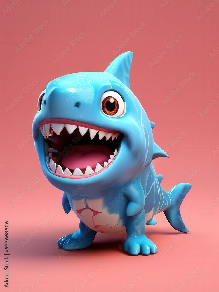 Fototapeta premium the AI Image Generator, 3d cartoon cute blue shark