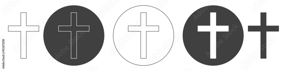 Fototapeta premium set of christianity icons on white background.