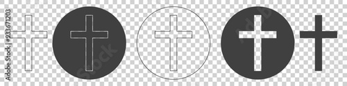 set of christianity icons on white background.