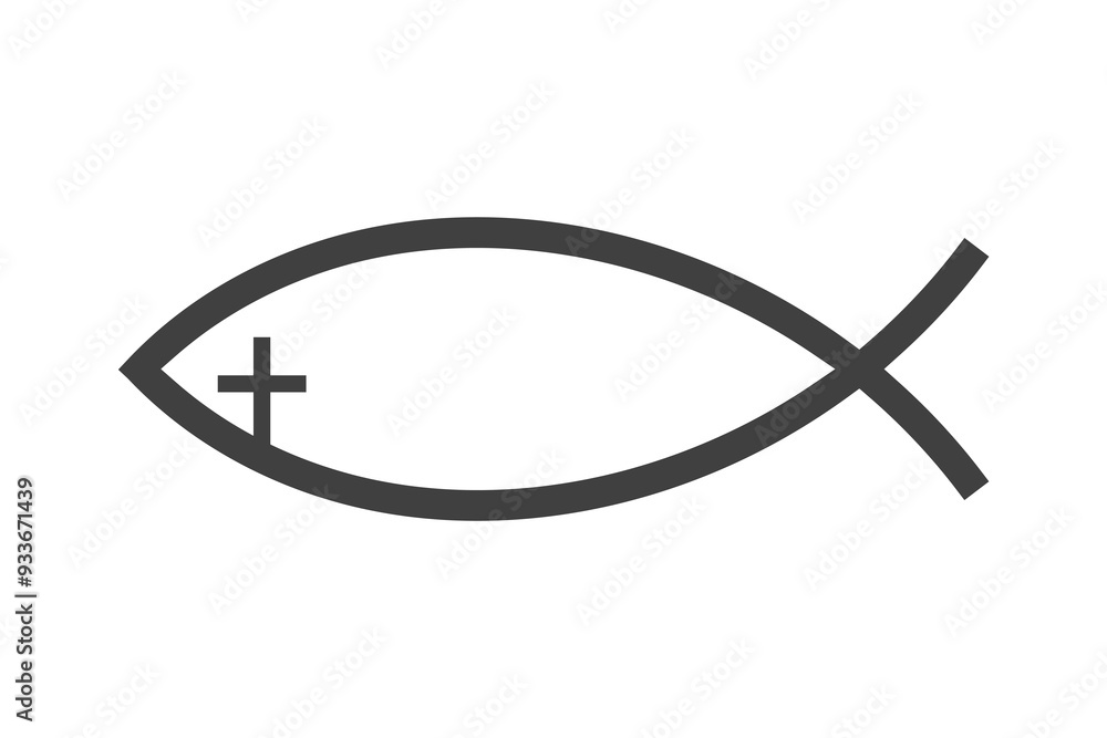 Christianity fish icon on a white background Christianity fish icon on a white background