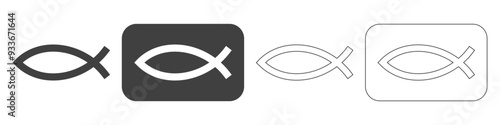 set of christianity icons on white background.