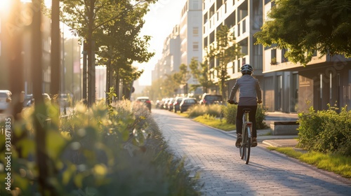 Wallpaper Mural A cyclist commuting to work, encouraging eco-friendly transportation alternatives. Torontodigital.ca