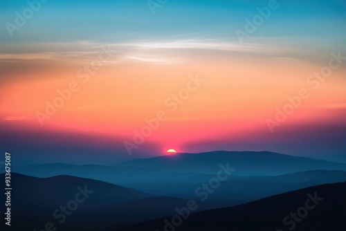 Wallpaper Mural Silhouetted Mountain Range at Sunset with a Colorful Sky Torontodigital.ca