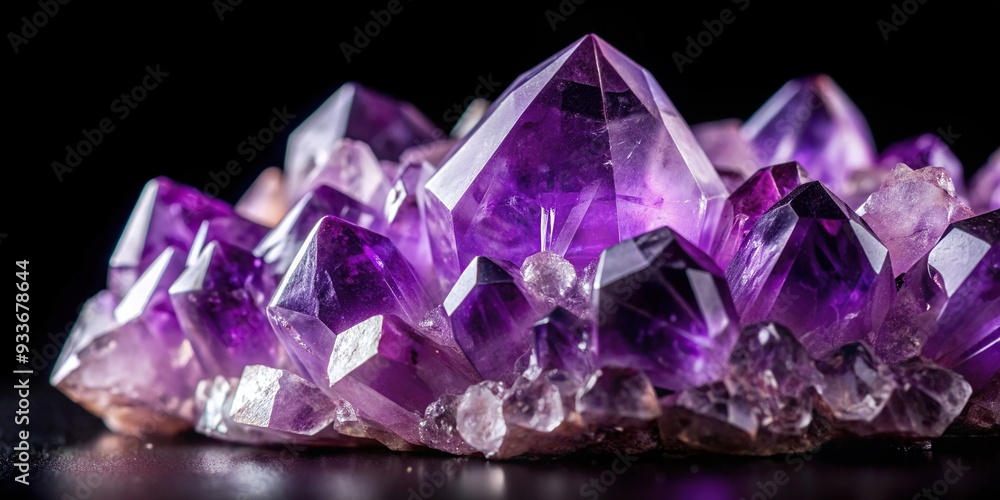 Macro shot of shimmering amethyst crystal on black background, sparkly, meditation,amethyst, shiny, natural, geological, esoteric, gemstone, close-up, crystal, healing, energy, translucent Macro shot of shimmering amethyst crystal on black background, sparkly, meditation,amethyst, shiny, natural, geological, esoteric, gemstone, close-up, crystal, healing, energy, translucent