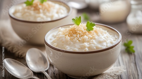 Creamy Rice Pudding with Brown Sugar and Parsley