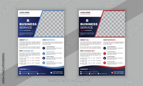 a4 flyer template of 2 templates in different colors, modern business flyer template, creative design, IT company flyer and editable vector template design