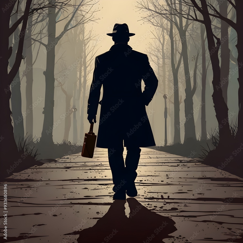 The detective looks at the prints. Mysterious murder investigation. vector illustration The detective looks at the prints. Mysterious murder investigation. vector illustration
