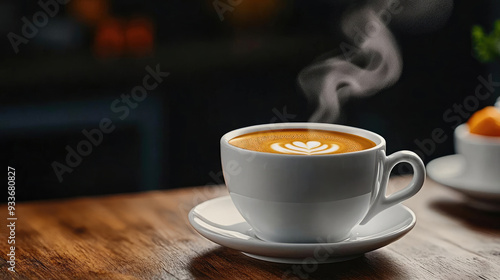 Rising steam from a hot cup of coffee on a rustic wooden table, coffee, comfort