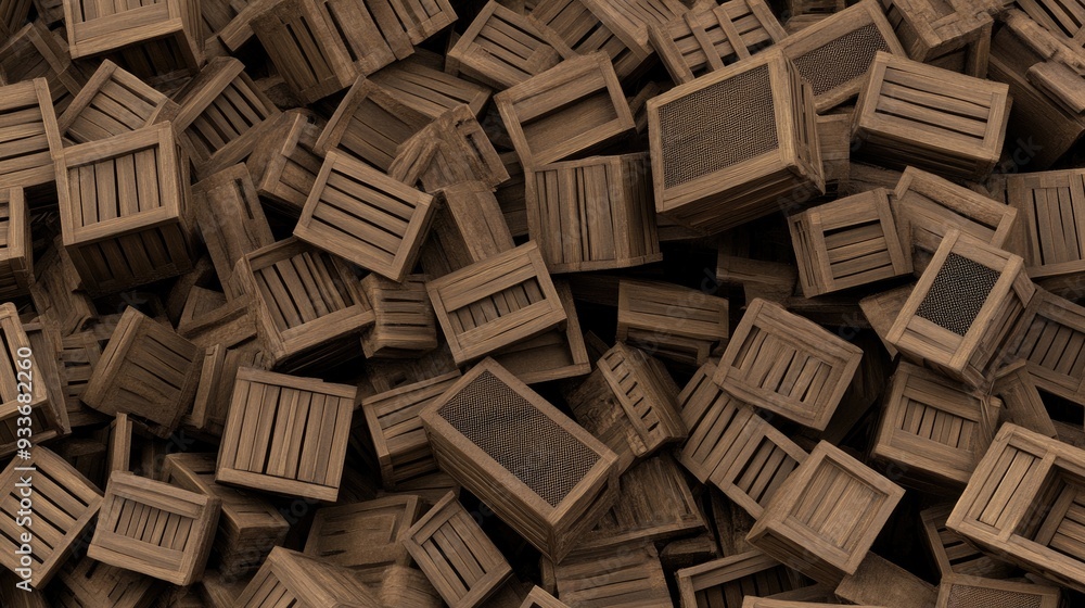 A neat arrangement of cut firewood is stacked within wooden boxes featuring metal mesh, set against a textured brown wooden structure A neat arrangement of cut firewood is stacked within wooden boxes featuring metal mesh, set against a textured brown wooden structure