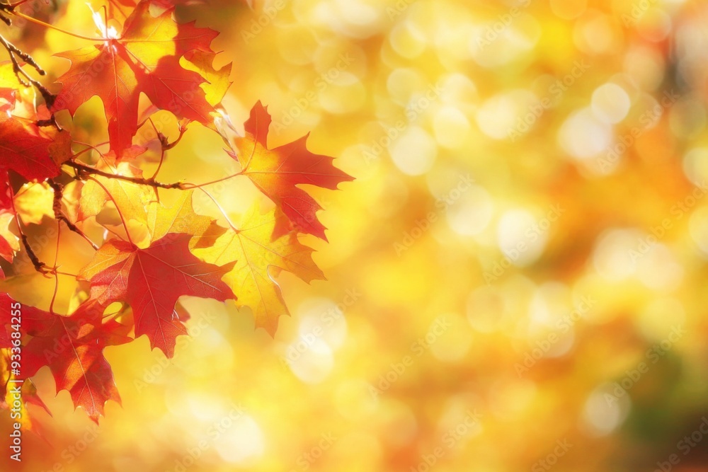 Close-up of vibrant autumn leaves in red and yellow hues against a soft, blurred background. Close-up of vibrant autumn leaves in red and yellow hues against a soft, blurred background.