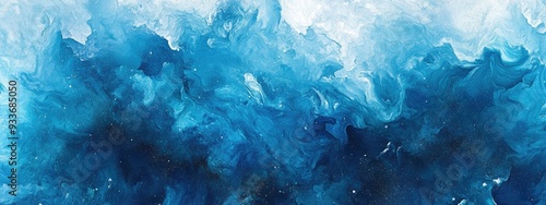Vibrant Blue Artistic Canvas Intense Watercolor Paint Nature Inspired Fire Dye Icy Winter Universe Blue Tie Dye Design Crisp White Icy Background Frosted Sparkle Paint Soft Aquamarine Dye