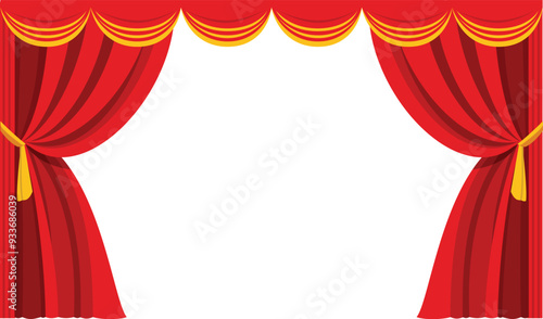 red theater curtain background vector illustration