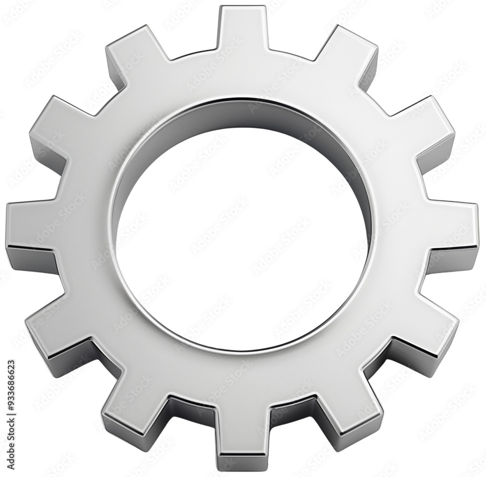 Silver Cogwheel: A single, gleaming silver cogwheel, isolated on a transparent background, symbolizing the intricate workings of a machine or the complex processes of a business. Silver Cogwheel: A single, gleaming silver cogwheel, isolated on a transparent background, symbolizing the intricate workings of a machine or the complex processes of a business.