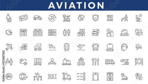 Aviation icons set. Plane icon set. Airplane icon vector. Flight transport symbol illustration