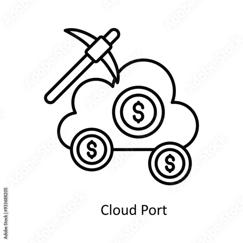Cloud Port vector outline Icon Design illustration. Smart Home and Technology Symbol on White background EPS 10 File