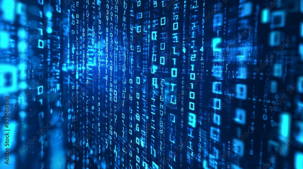 Abstract Blue Digital Binary Code Background Abstract Blue Digital Binary Code Background