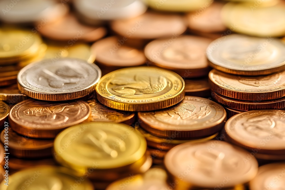 A pile of golden coins, representing wealth and financial success A pile of golden coins, representing wealth and financial success