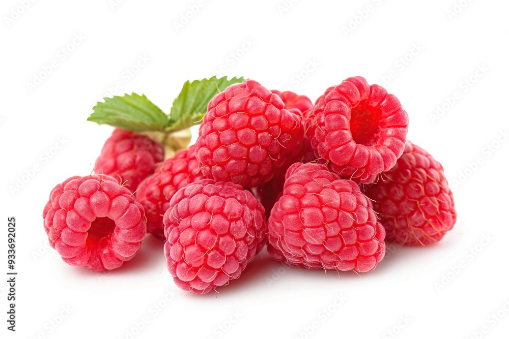 Ripe raspberries isolated on a white background Ripe raspberries isolated on a white background