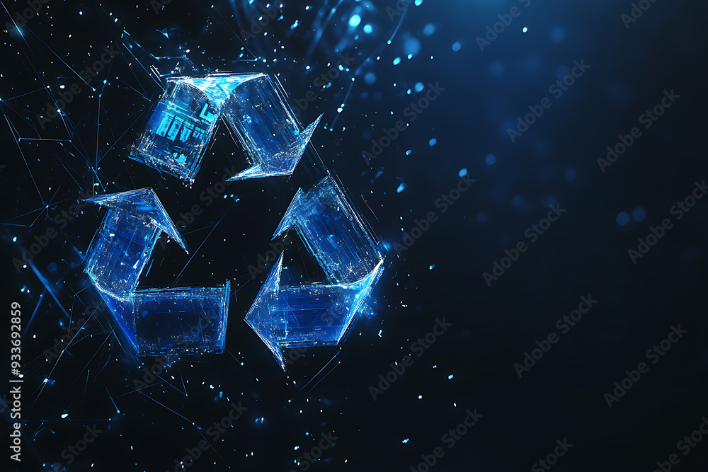 An abstract digital background featuring the recycle icon, symbolizing environmental consciousness and sustainability An abstract digital background featuring the recycle icon, symbolizing environmental consciousness and sustainability