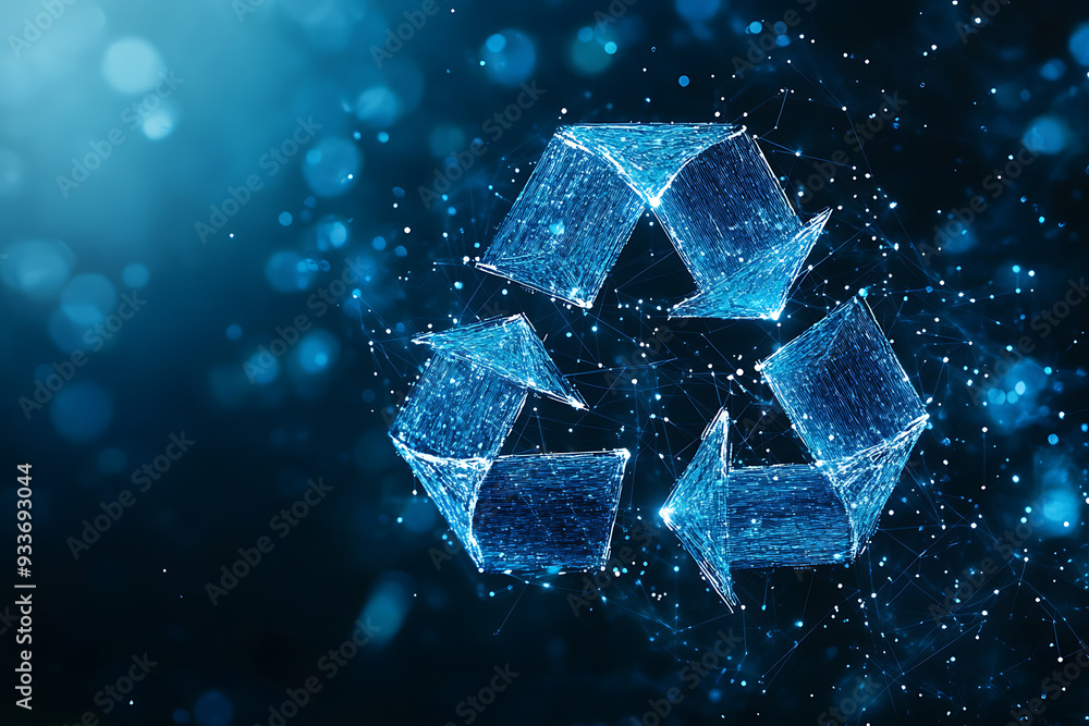 An abstract digital background featuring the recycle icon, symbolizing environmental consciousness and sustainability An abstract digital background featuring the recycle icon, symbolizing environmental consciousness and sustainability