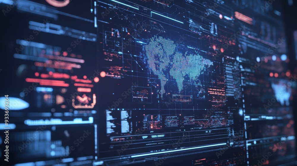 Futuristic AI Tactical Analysis Display on Large Screen During Battle Strategy Planning Futuristic AI Tactical Analysis Display on Large Screen During Battle Strategy Planning