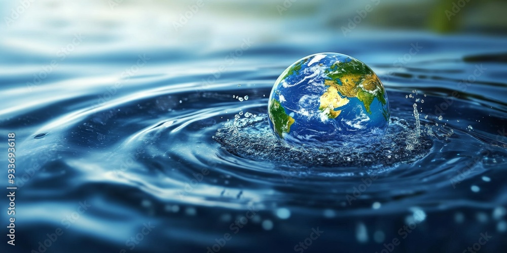 Earth as a Water Droplet: Ecological Awareness and Sustainability Concept. Creative Abstract Design for World Environment Day and Earth Day Campaigns. Minimalist Composition with Elegant Gradient Text Earth as a Water Droplet: Ecological Awareness and Sustainability Concept. Creative Abstract Design for World Environment Day and Earth Day Campaigns. Minimalist Composition with Elegant Gradient Text