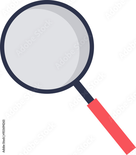 A simple illustration of a magnifying glass with a red handle, symbolizing search and scrutiny.