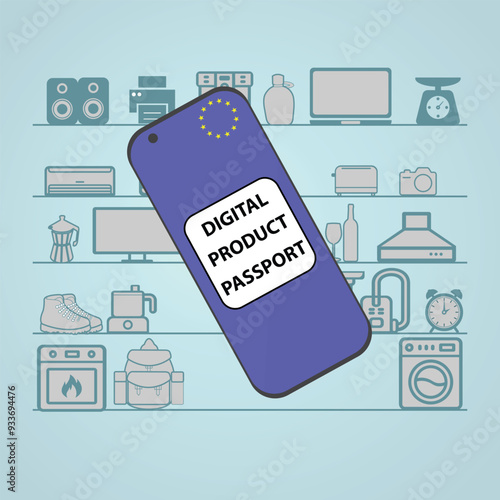 Smartphone with the text digital product passport