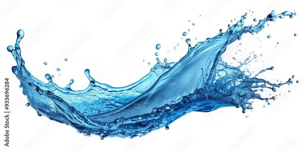 Obraz premium Blue water splash isolated on white background, water, splash, blue, isolated, clear, liquid, freshness, abstract, nature, refreshment