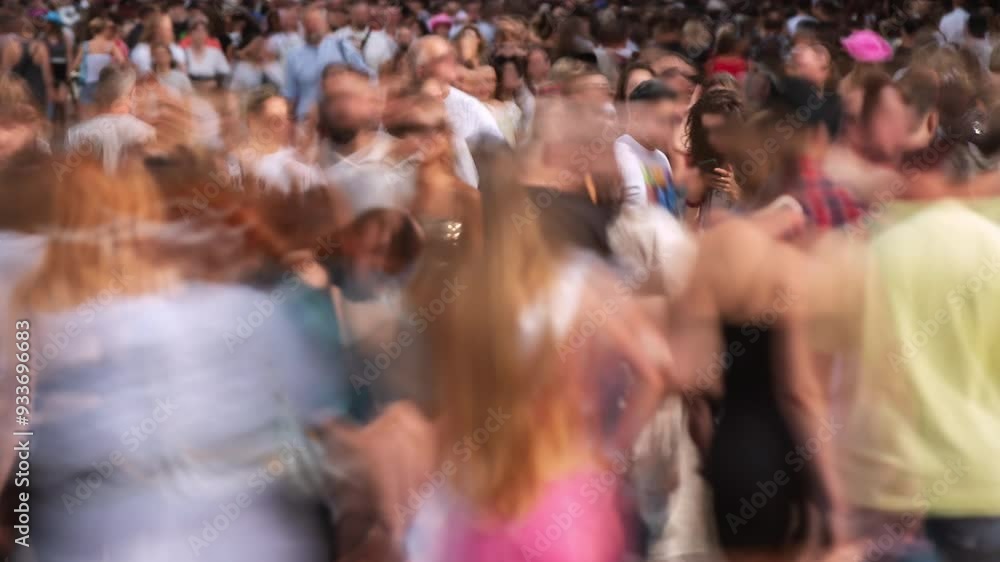 Time-lapse unrecognizable blurry huge crowd of people crossing city street, busy crossroad fast motion, many pedestrians walking crosswalk. Rush hour crowded, people walk, blurred faces and brands Time-lapse unrecognizable blurry huge crowd of people crossing city street, busy crossroad fast motion, many pedestrians walking crosswalk. Rush hour crowded, people walk, blurred faces and brands