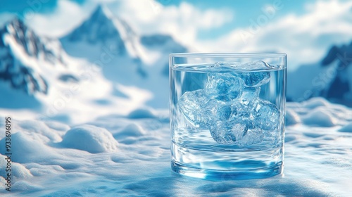 Wallpaper Mural Glass of ice water on snowy surface. This image is perfect for illustrating themes of purity, refreshment, and winter. Torontodigital.ca