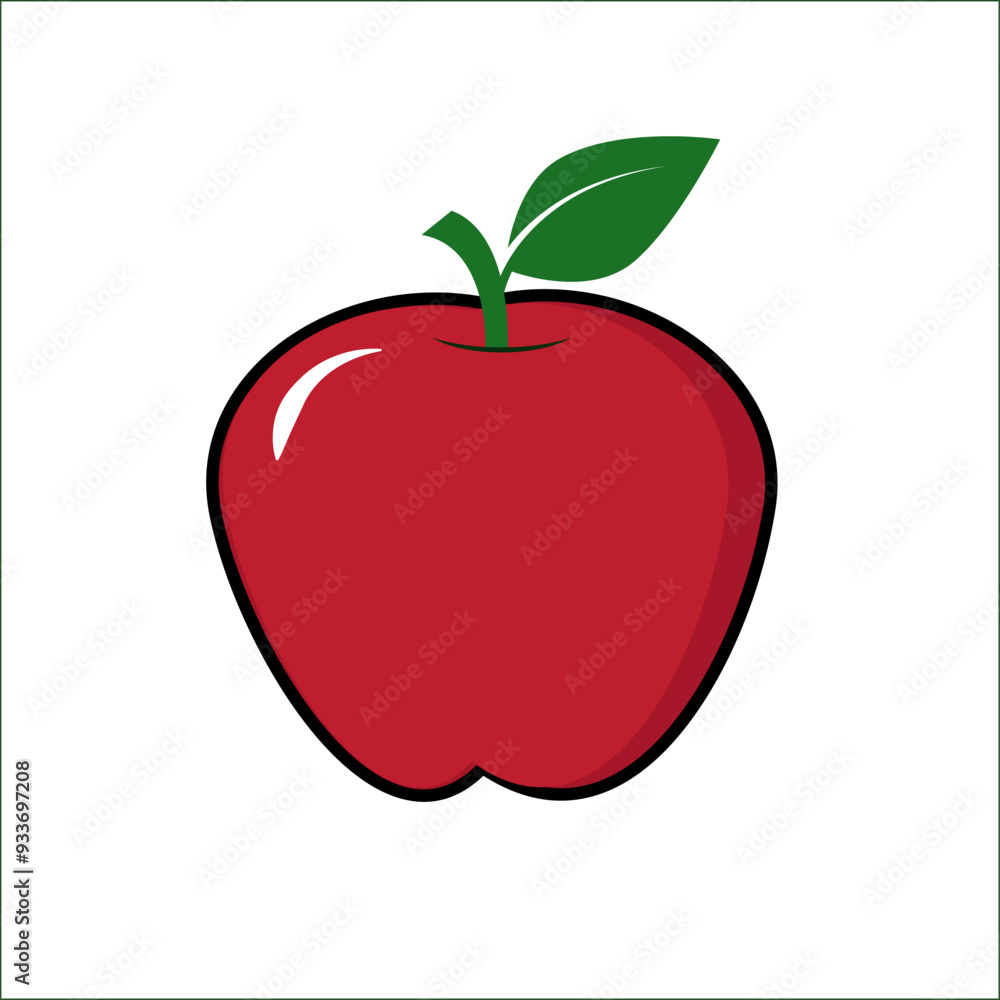 Fototapeta premium Apple fruit vector. Apples split in half. Healthy fruit Apple fruit on withe background.