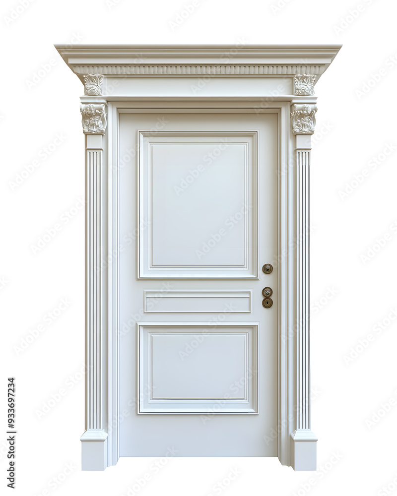 Classic white framed door isolated on white background Classic white framed door isolated on white background
