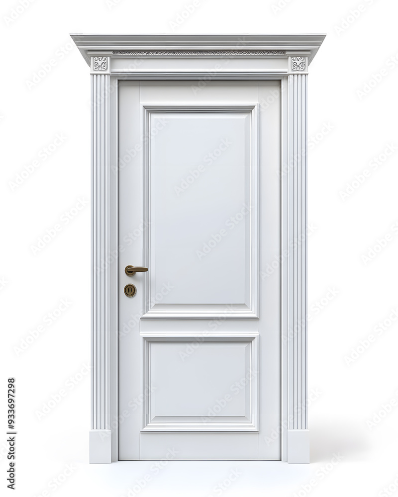 Classic white framed door isolated on white background Classic white framed door isolated on white background