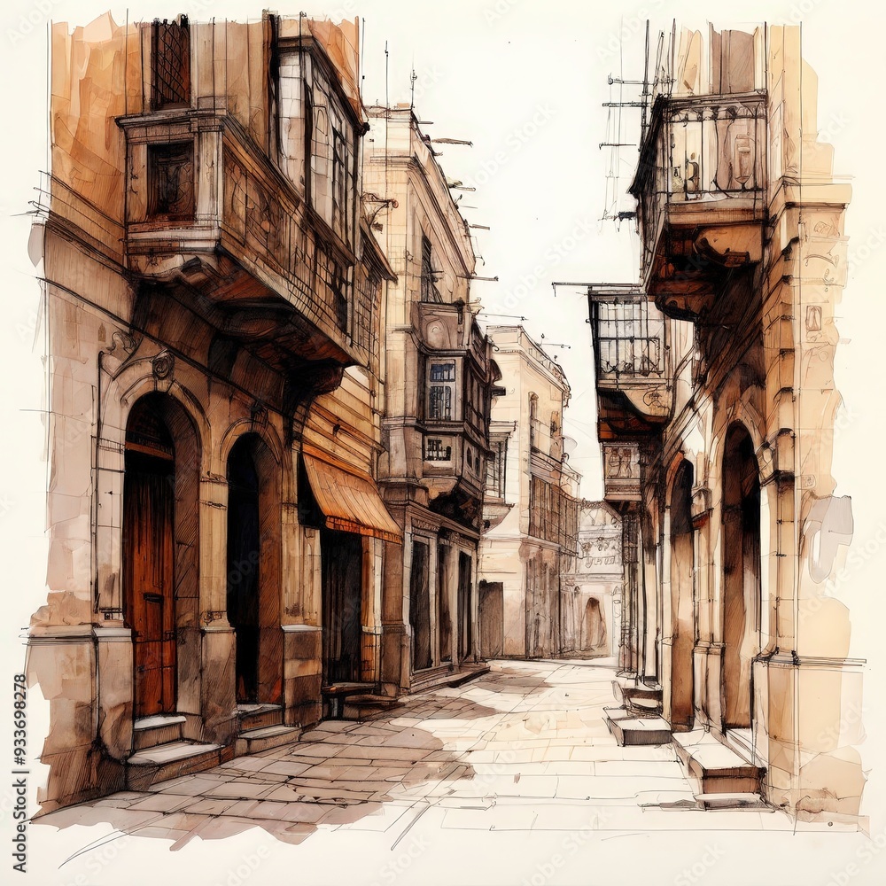 the AI Image Generator, Street scene in old mediterranean town of the AI Image Generator, Street scene in old mediterranean town of
