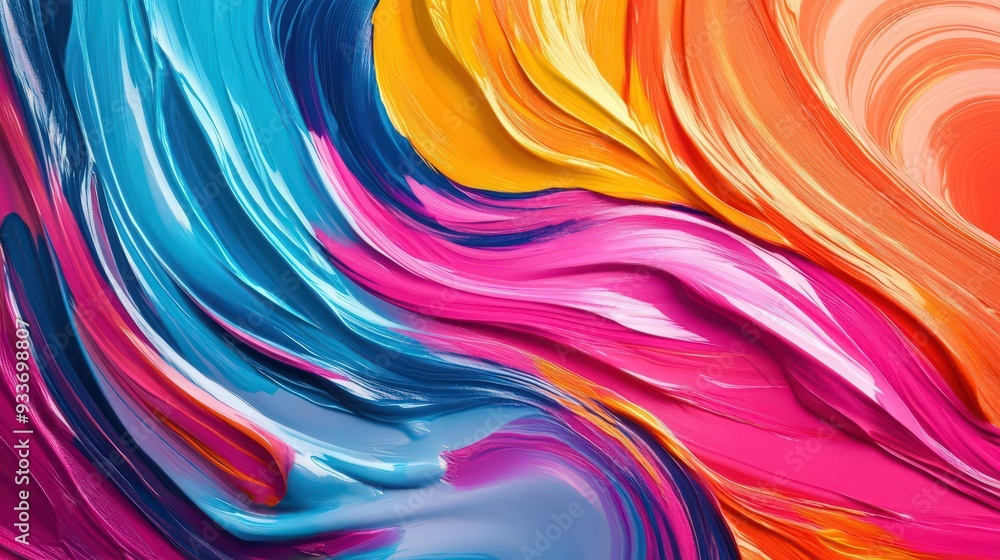 Experience the dynamic motion of ribbon brush strokes and abstract splash waves in this colorful background. Experience the dynamic motion of ribbon brush strokes and abstract splash waves in this colorful background.