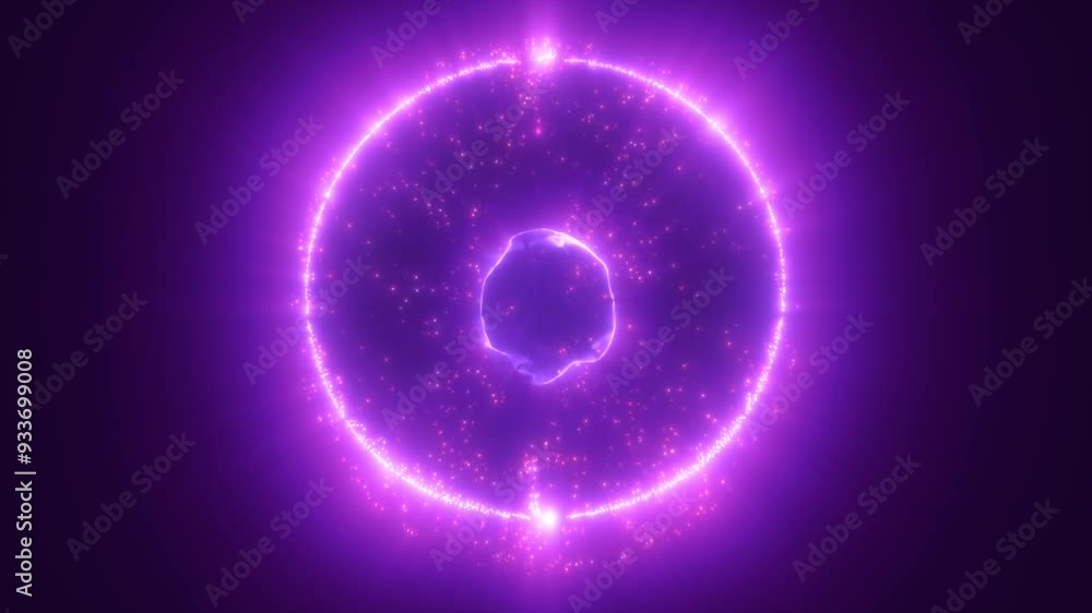 A brilliant purple sphere with glowing circular trails and particles, radiating light, energy, and cosmic mystery, video in high quality 4k, motion design A brilliant purple sphere with glowing circular trails and particles, radiating light, energy, and cosmic mystery, video in high quality 4k, motion design